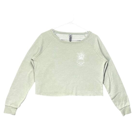 Independent Trading Compang Cropped Sweater Sage XS Skull Boho Fairycore Pastel - Picture 1 of 7
